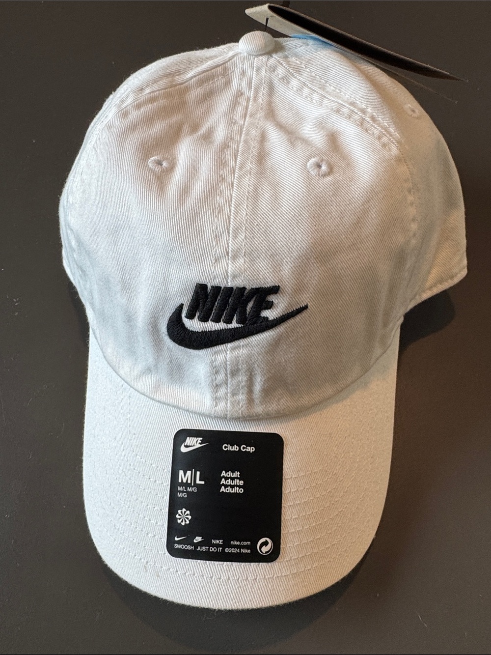 Nike White Club Cap with Black Swoosh